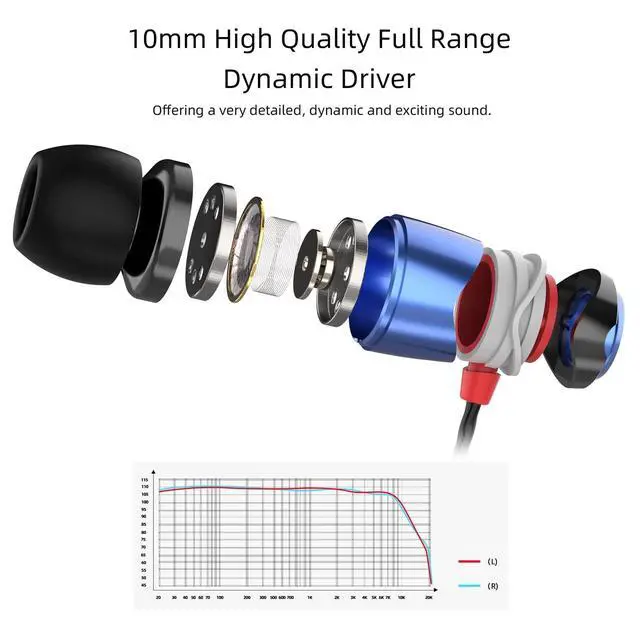 Alt view image 4 of 7 - E10 Wired Earbuds, No Mic, Premium Hi-Fi, 3.5mm Jack, Blue | Rich punchy bass, Full layered audio, All-metal build, Tangle-free cable, Passive noise isolation, Ergonomic comfortable fit