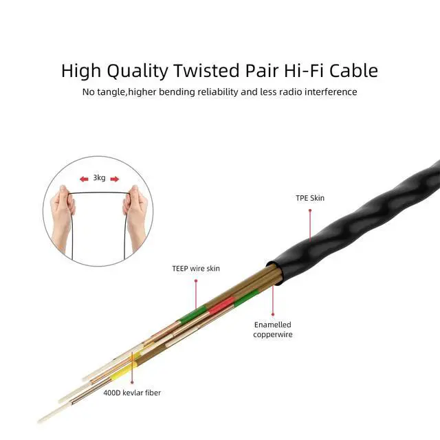 Alt view image 6 of 7 - E10 Wired Earbuds, No Mic, Premium Hi-Fi, 3.5mm Jack, Blue | Rich punchy bass, Full layered audio, All-metal build, Tangle-free cable, Passive noise isolation, Ergonomic comfortable fit