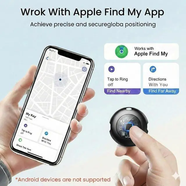 Alt view image 5 of 7 - 2 Pack MFi Certified Tracker Tags Work with Apple Find My iOS Only | Bluetooth Tracker Air Smart Locator Tags for Worldwide Tracking Waterproof for Luggage Bags Pet Wallet Backpack Key Finders