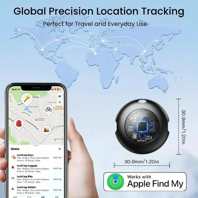 Alt view image 6 of 7 - 2 Pack MFi Certified Tracker Tags Work with Apple Find My iOS Only | Bluetooth Tracker Air Smart Locator Tags for Worldwide Tracking Waterproof for Luggage Bags Pet Wallet Backpack Key Finders