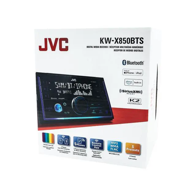 Alt view image 7 of 7 - KW-X850BTS Bluetooth Car Stereo Digital Media Receiver with USB Port, AM/FM Radio, MP3 Player, Amazon Alexa, Android, iPhone, Double DIN, 13-Band EQ