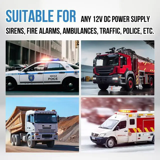 Alt view image 6 of 6 - Car Siren Horn 7 Tone with Microphone,Alarm Horn Siren 12V 100W Emergency Amplifier with Mic PA Speaker System Loud Car Alarm Police Ambulance Fire Hooter Traffic Sound