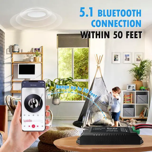 Alt view image 6 of 7 - Bluetooth Home Audio Amplifier 2.0 Channel Receiver System for Passive Speakers with AUX TWS Suitable for Ceiling Marine Home Theater Garage Outdoor Indoor