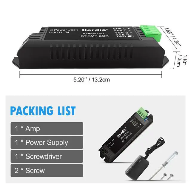 Alt view image 7 of 7 - Bluetooth Home Audio Amplifier 2.0 Channel Receiver System for Passive Speakers with AUX TWS Suitable for Ceiling Marine Home Theater Garage Outdoor Indoor