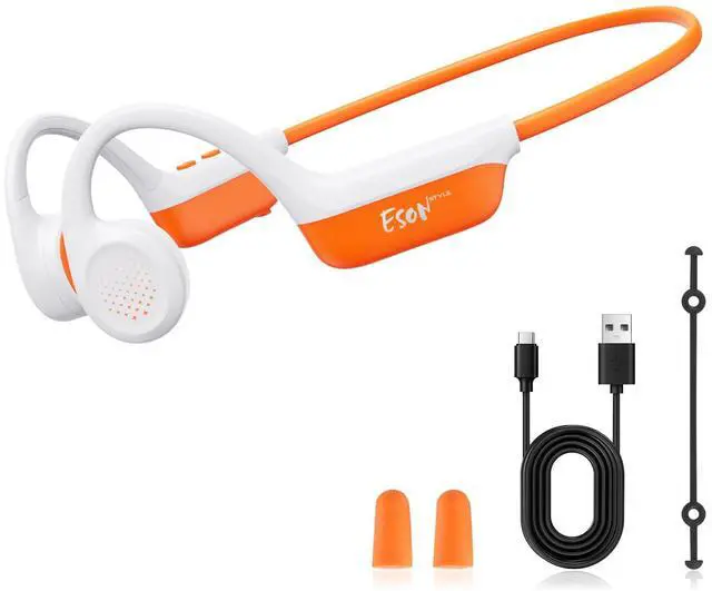 Main image of Bone Conduction Headphones Bluetooth 6.0 - IPX7 Waterproof | Bone Conduction Earphones with Mic, 10H Play Time, Wireless Open Ear Earbuds for Running Walking Cycling (Orange)