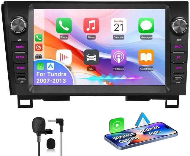 Main image of 9" IPS Car Radio for Toyota Tundra 2007-2013, Sequoia 2008-2018 | 4 Core 2GB+32GB Android 13 Touch screen Stereo Wireless CarPlay & Android Auto GPS Navigation, WiFi, SWC Support