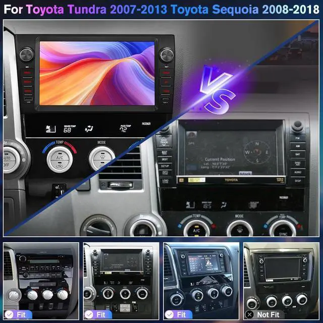Alt view image 2 of 7 - 9" IPS Car Radio for Toyota Tundra 2007-2013, Sequoia 2008-2018 | 4 Core 2GB+32GB Android 13 Touch screen Stereo Wireless CarPlay & Android Auto GPS Navigation, WiFi, SWC Support