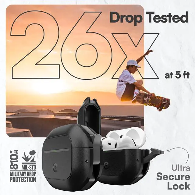 Alt view image 3 of 6 - for Waterproof AirPods 4 Case with Lock - IP68 Waterproof and Dust Proof, Shockproof Protector, Heavy Duty Rugged Protection, Drop Proof Hard Cover for AirPods 4th Gen (Carbon Black)