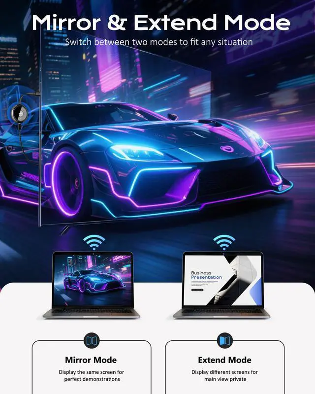 Alt view image 5 of 7 - 4K iOS Wireless HDMI Display Adapter Direct Cast 2.4/5G | for iPhone17/iPAD/MacBOOK/Android/Tablet/Laptop to HDTV/Monitor/Projector, Support AirPlay DLNA Miracast, Gray