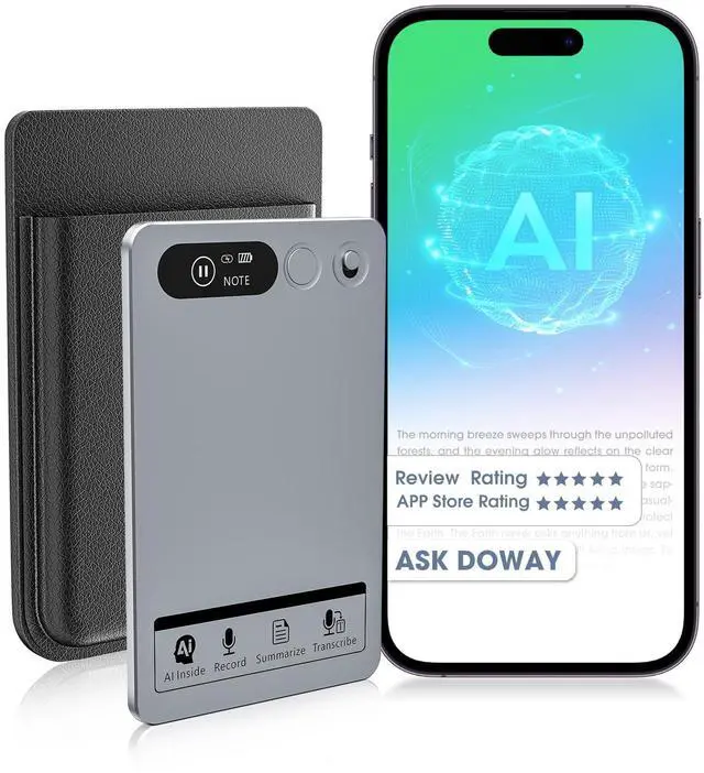 Main image of AI Note Taker Device, Smart Voice Recorder with AI Transcription, 64GB Audio Recorder for Meetings, Lectures & Phone Calls, Speech to Text Recorder, App Controlled