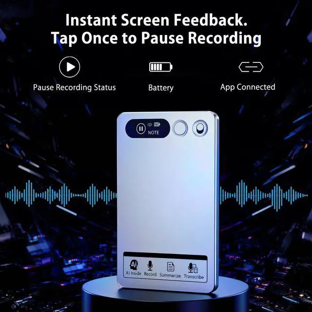 Alt view image 2 of 7 - AI Note Taker Device, Smart Voice Recorder with AI Transcription, 64GB Audio Recorder for Meetings, Lectures & Phone Calls, Speech to Text Recorder, App Controlled