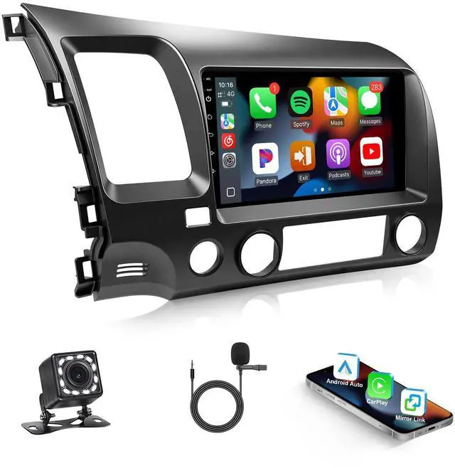 Main image of Double Din Linux Stereo for Honda Civic 2006 2007 2008 2009 2010 2011 | Fast Boot 9inch IPS Screen for Civic Radio with Wireless Carplay,Android Auto,Bluetooth,FM,Mirrorlink,SWC,Camera