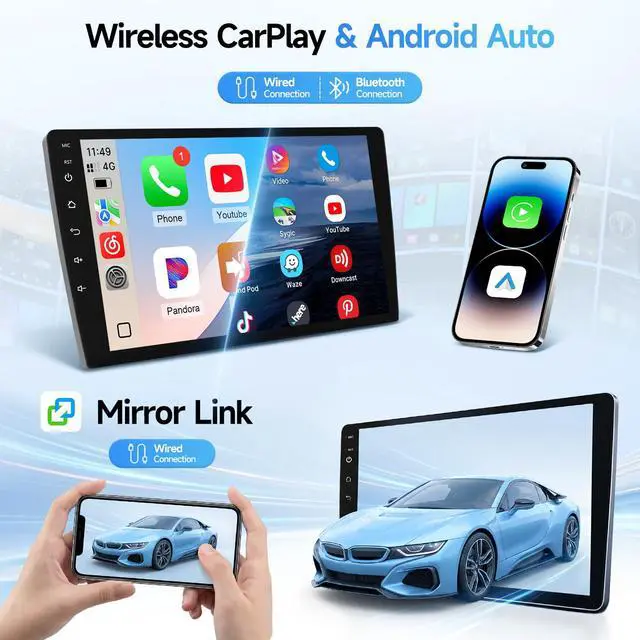 Alt view image 3 of 7 - Double Din Linux Stereo for Honda Civic 2006 2007 2008 2009 2010 2011 | Fast Boot 9inch IPS Screen for Civic Radio with Wireless Carplay,Android Auto,Bluetooth,FM,Mirrorlink,SWC,Camera