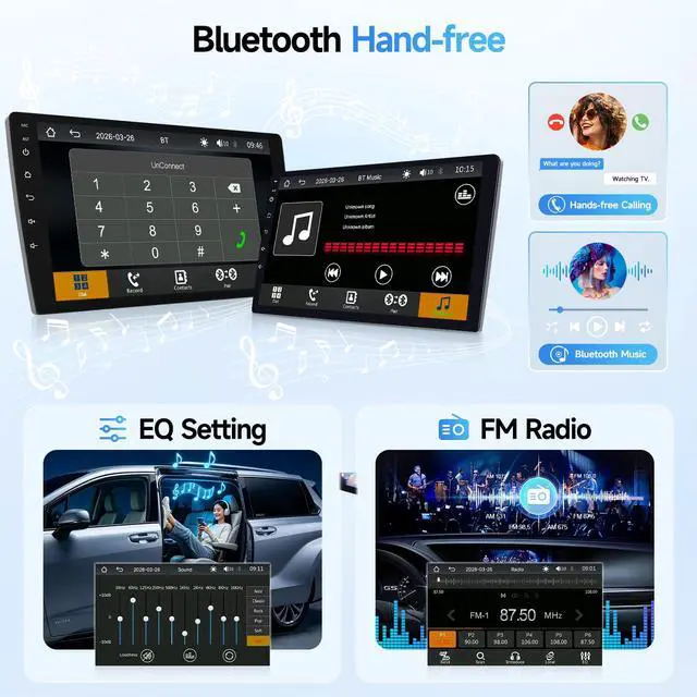 Alt view image 6 of 7 - Double Din Linux Stereo for Honda Civic 2006 2007 2008 2009 2010 2011 | Fast Boot 9inch IPS Screen for Civic Radio with Wireless Carplay,Android Auto,Bluetooth,FM,Mirrorlink,SWC,Camera