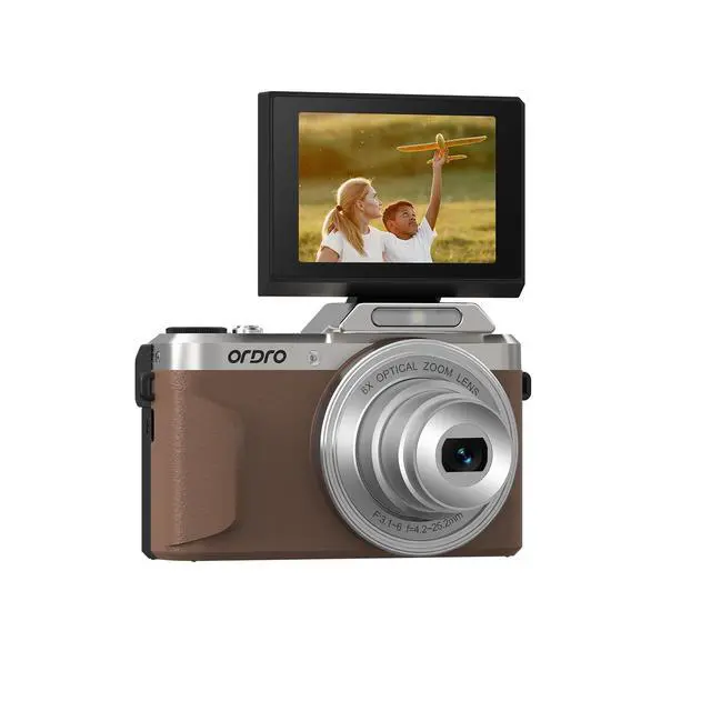 Alt view image 2 of 4 - D27 Digital Camera | 6X Optical Zoom | 4K 1080P Full HD Video | Retro Vintage Design | Compact Point and Shoot Small Camera for Travel, Vlogging, Brown