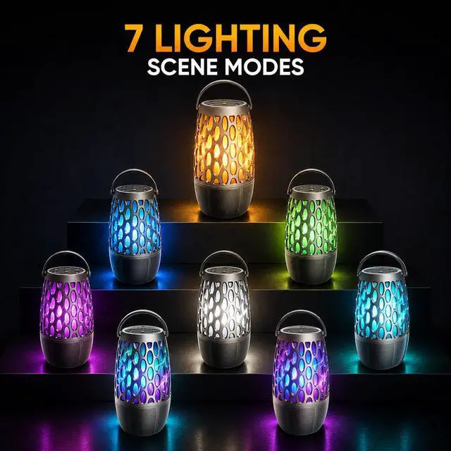 Alt view image 2 of 7 - Outdoor Bluetooth Speaker with Flame Lights with IPX6 Waterpoof,10W HD Stereo Sound, Bluetooth 5.3 Led Flame Speaker,Decorations for Party Garden Patio (2 Pack)