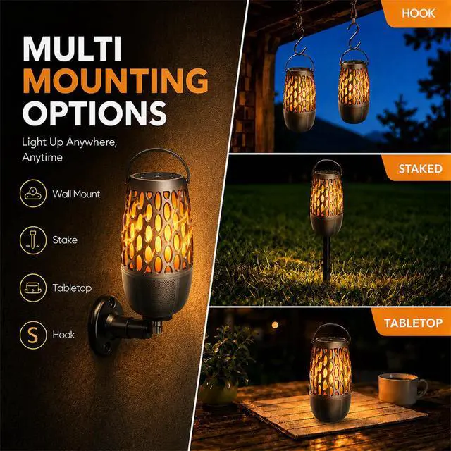 Alt view image 5 of 7 - Outdoor Bluetooth Speaker with Flame Lights with IPX6 Waterpoof,10W HD Stereo Sound, Bluetooth 5.3 Led Flame Speaker,Decorations for Party Garden Patio (2 Pack)