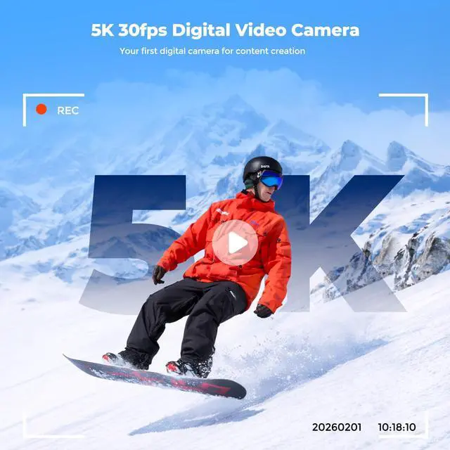 Alt view image 2 of 7 - 5K 72MP Digital Camera for Photography with 6X Optical Zoom, Upgraded Autofocus Vlogging Camera for YouTube with Flip Screen, 64GB Card, Anti-Shake, 2 Batteries, Compact Point and Shoot Digital Camera