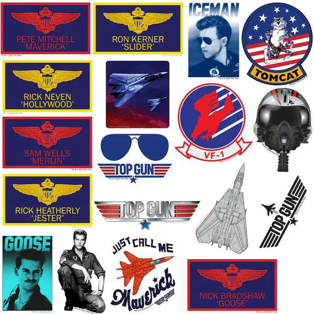 Alt view image 3 of 6 - Top Gun 50ct Die Cut Vinyl Stickers Variety, Tablet, Indoor & Outdoor Use