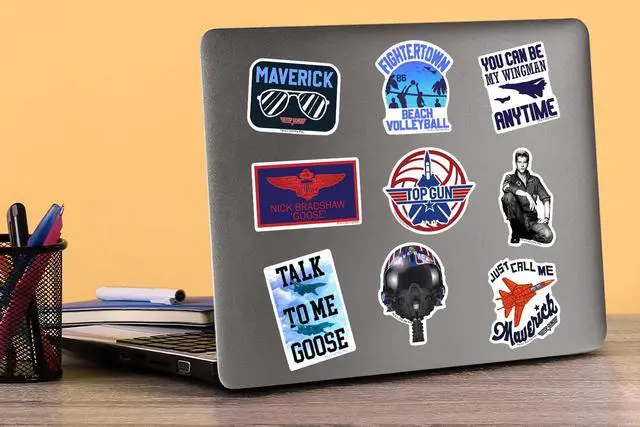 Alt view image 5 of 6 - Top Gun 50ct Die Cut Vinyl Stickers Variety, Tablet, Indoor & Outdoor Use