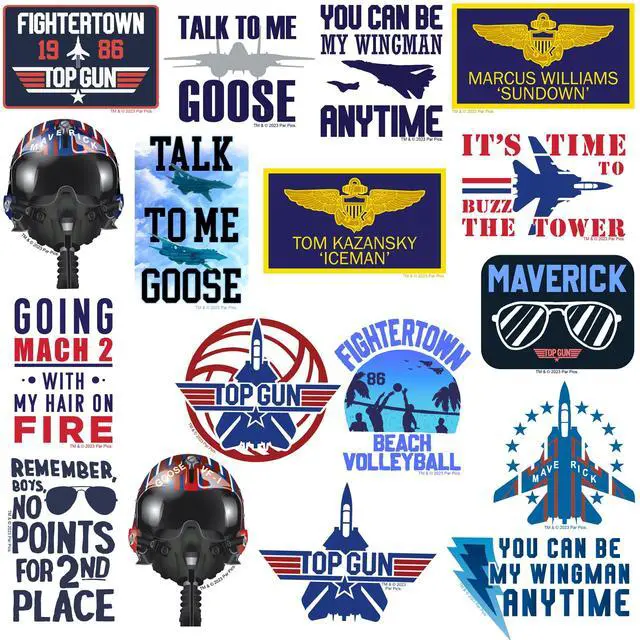 Alt view image 4 of 6 - Top Gun 50ct Die Cut Vinyl Stickers Variety, Tablet, Indoor & Outdoor Use