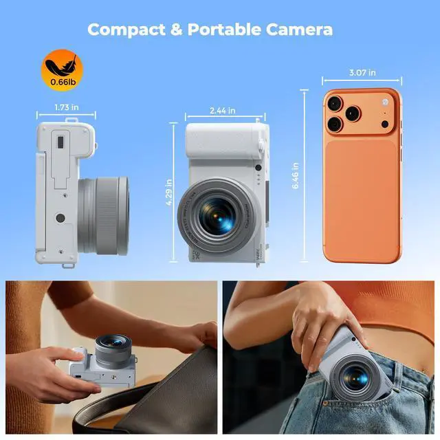 Alt view image 5 of 7 - 5K 72MP Digital Camera for Photography with 6X Optical Zoom, Upgraded Autofocus Vlogging Camera for YouTube with Flip Screen, 64GB Card, Anti-Shake, 2 Batteries, Compact Point and Shoot Digital Camera