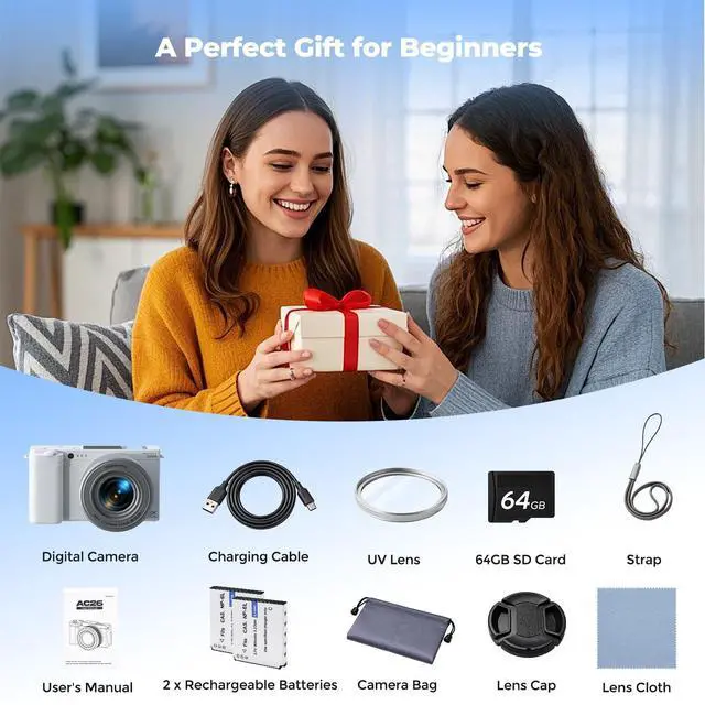 Alt view image 7 of 7 - 5K 72MP Digital Camera for Photography with 6X Optical Zoom, Upgraded Autofocus Vlogging Camera for YouTube with Flip Screen, 64GB Card, Anti-Shake, 2 Batteries, Compact Point and Shoot Digital Camera
