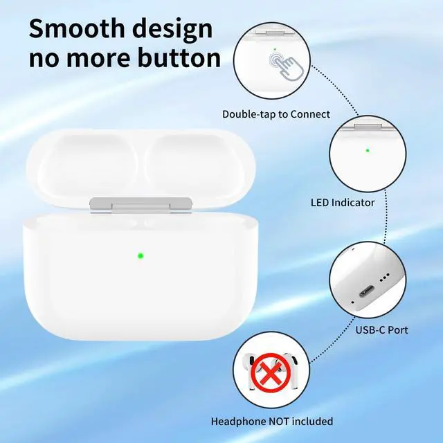Alt view image 4 of 7 - Wireless Charging Case Compatible with AirPods Pro 3 Generation, USB-C Port AirPods Pro 3 Charging Case Replacement, No Earbuds