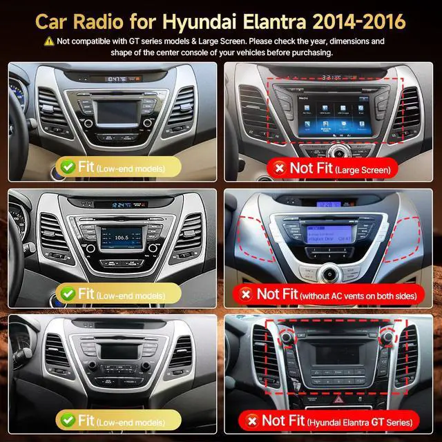 Alt view image 2 of 7 - 8Core 4G+64G Android 13 Car Stereo for Hyundai Elantra 2014 2015 2016 | 9inch IPS Touch Screen for Elantra with Wireless CarPlay,Android Auto,Bluetooth,FM,GPS,WiFi,SWC,Camera