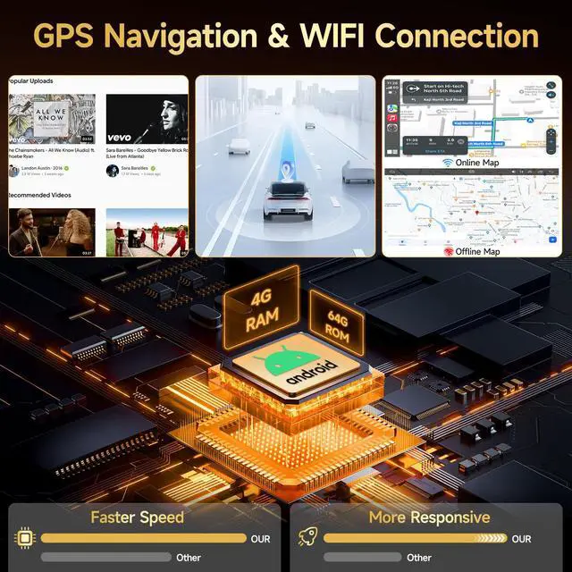 Alt view image 4 of 7 - 8Core 4G+64G Android 13 Car Stereo for Hyundai Elantra 2014 2015 2016 | 9inch IPS Touch Screen for Elantra with Wireless CarPlay,Android Auto,Bluetooth,FM,GPS,WiFi,SWC,Camera