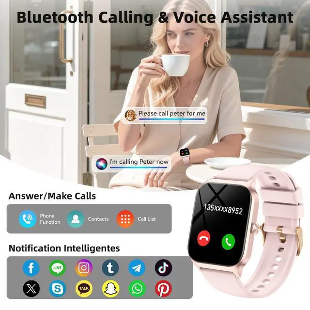 Alt view image 2 of 7 - Smart Watch for Women Fitness Tracker: 1.85" Smartwatch for Android Phones iPhone Compatible Samsung Bluetooth Call Answer/Make Womens Watches Activity Heart Rate/Sleep/SpO2 Monitor IP68 Waterproof