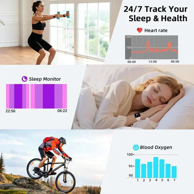 Alt view image 3 of 7 - Smart Watch for Women Fitness Tracker: 1.85" Smartwatch for Android Phones iPhone Compatible Samsung Bluetooth Call Answer/Make Womens Watches Activity Heart Rate/Sleep/SpO2 Monitor IP68 Waterproof