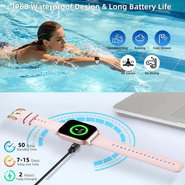 Alt view image 5 of 7 - Smart Watch for Women Fitness Tracker: 1.85" Smartwatch for Android Phones iPhone Compatible Samsung Bluetooth Call Answer/Make Womens Watches Activity Heart Rate/Sleep/SpO2 Monitor IP68 Waterproof