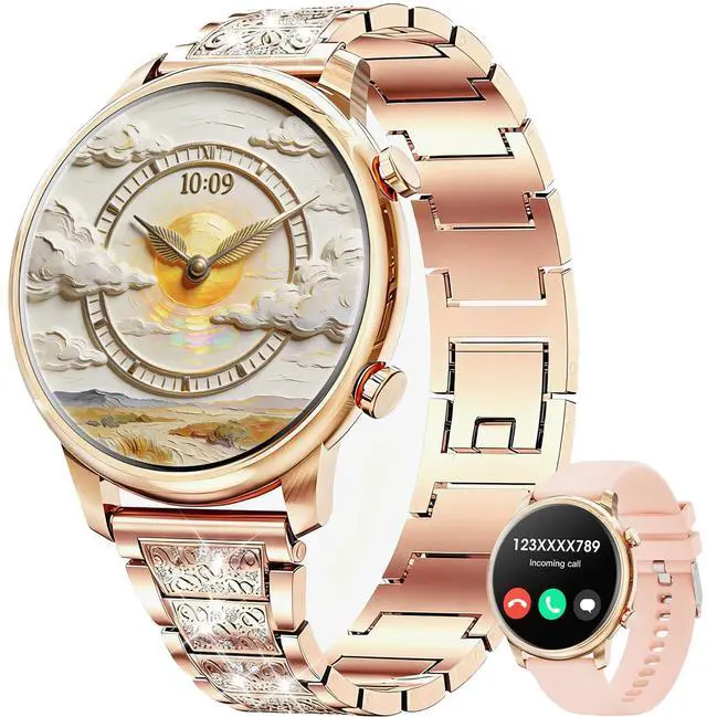 Main image of Smart Watches for Women Android Phones iPhone Compatible(Bluetooth Call),1.39'' Round Fitness Tracker Heart Rate/SpO2/Sleep Monitor,100+Sport Modes Pedometer