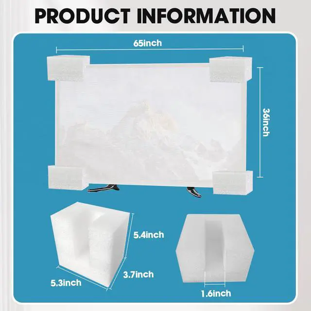 Alt view image 2 of 6 - Foam Flat Screen TV Cover and 4 Foam large corner protectors Fits 65''TV | 65"W X 37"H, Flat Screen TV Protection During House Moving,Home Renovation, or Storing