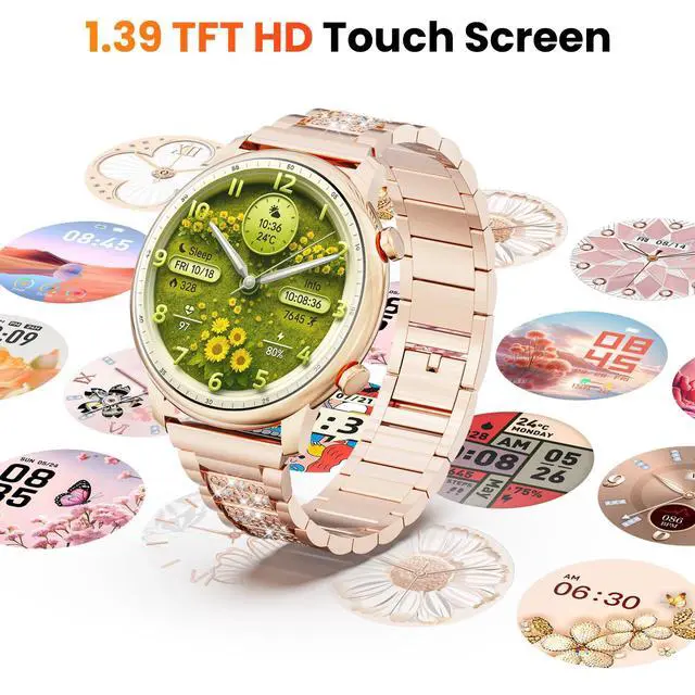 Alt view image 4 of 7 - Smart Watches for Women Android Phones iPhone Compatible(Bluetooth Call),1.39'' Round Fitness Tracker Heart Rate/SpO2/Sleep Monitor,100+Sport Modes Pedometer