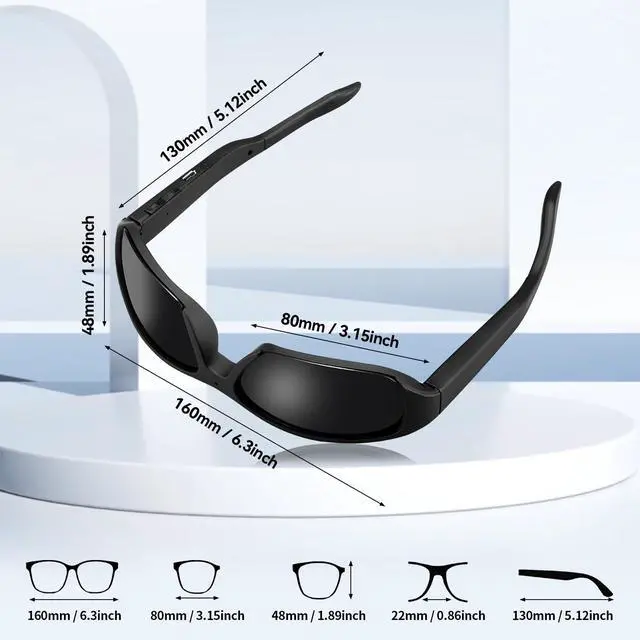 Alt view image 3 of 7 - Smart Video 1080p Camera Glasses for Men - Outdoor HD UV Protective Polarized Lenses Recording Sunglasses for Cycling Sports, Traveling, Driving (Include 32G Memory Card)