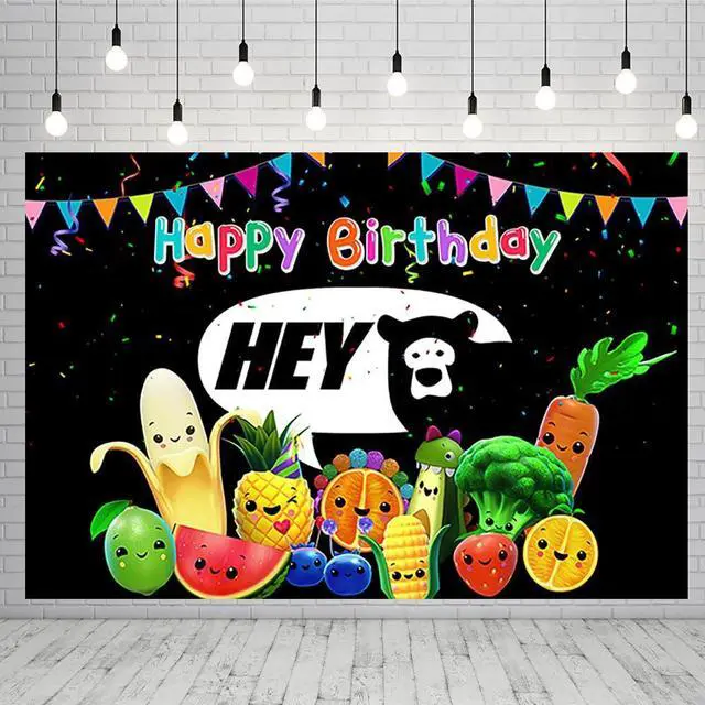 Main image of Fruit Backdrop for Hey Bear Sensory Fruit Birthday Party Supplies 59x38in Fruit Banner for Baby Shower Birthday Party Decoration