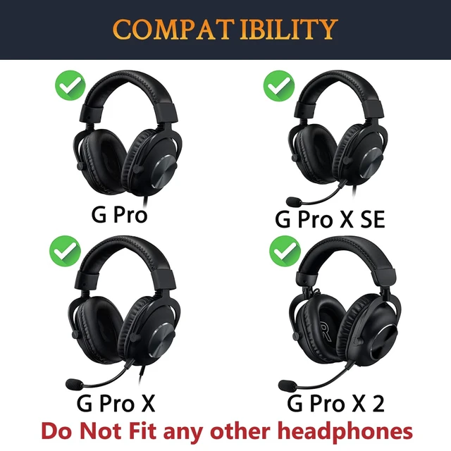 Alt view image 2 of 7 - Mesh Earpads for Logitech G Pro X Headphones - Black for G Pro, G Pro X(1/2/SE) Headphones