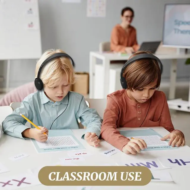 Alt view image 4 of 7 - 20 Pack Headphones for Kids Students School Classroom | Adjustable, 3.5mm Jack, Black, Bulk Earphones, For Library Children Adults