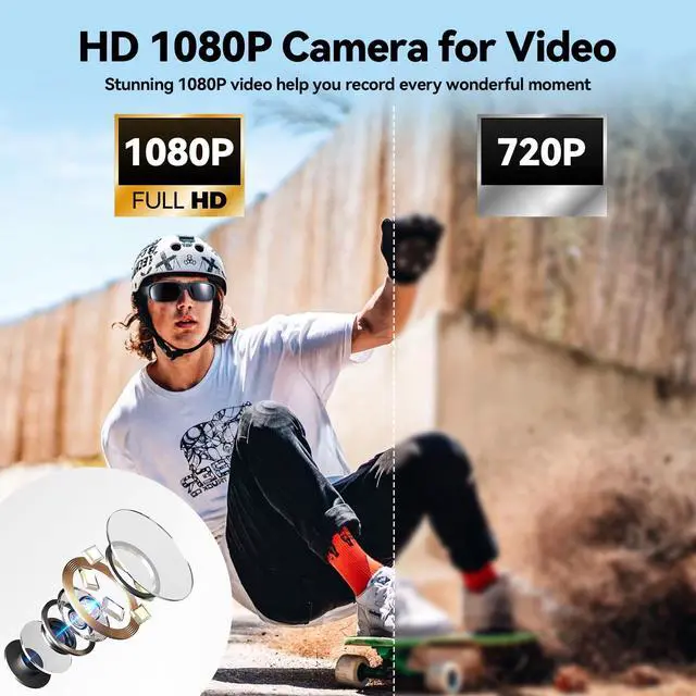 Alt view image 5 of 7 - Smart Video 1080p Camera Glasses for Men - Outdoor HD UV Protective Polarized Lenses Recording Sunglasses for Cycling Sports, Traveling, Driving (Include 32G Memory Card)