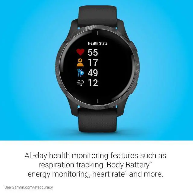 Alt view image 4 of 6 - 010-02173-11 Venu, GPS Smartwatch with Bright Touchscreen Display, Features Music, Body Energy Monitoring, Animated Workouts, Pulse Ox Sensor and More, Black