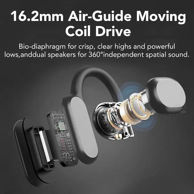 Alt view image 3 of 6 - Open Ear Bluetooth 5.3 Earbuds,Wireless Headphones Sport Over Earphones Built-in 4 Mic with Ear Hooks 75H Playtime,Bluetooth Ear Buds with LED Digital Display,IPX5 Waterproof for Running Fitness/Black