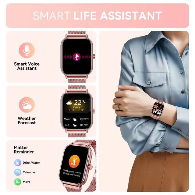 Alt view image 3 of 7 - Smart Watch for Women Men, Fitness Tracker Watch for Android Phones iPhone Compatible, 1.85" Smart Watches for Women Men, 110+ Sport Modes Smartwatch (2 Strap)