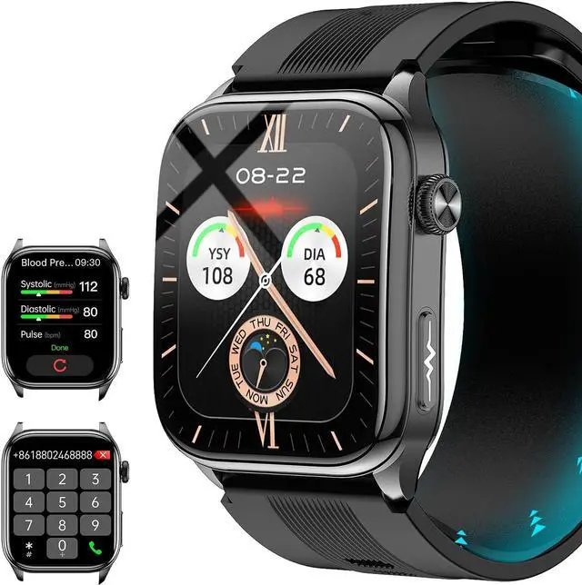 Main image of Smart Watches for Men Women with Airbag Cuff, Health Watch with 24/7 Blood Pressure/Heart Rate/Blood Oxygen/Sleep Monitor, SOS, 2.06" AMOLED Display Fitness Tracker Watch for Android iPhone
