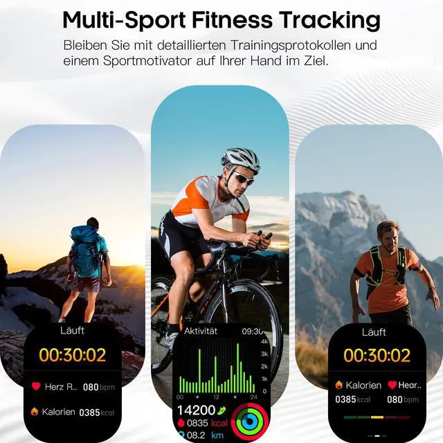 Alt view image 4 of 7 - Smart Watches for Men Women with Airbag Cuff, Health Watch with 24/7 Blood Pressure/Heart Rate/Blood Oxygen/Sleep Monitor, SOS, 2.06" AMOLED Display Fitness Tracker Watch for Android iPhone