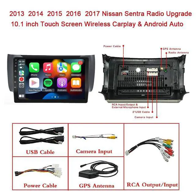 Alt view image 3 of 7 - for 2013-2017 Nissan Sentra Radio,Wireless Carplay&Android Auto,2G+32G | Android 13 Car Radio Stereo Navigation Bluetooth Touch Screen Car Multimedia Radio