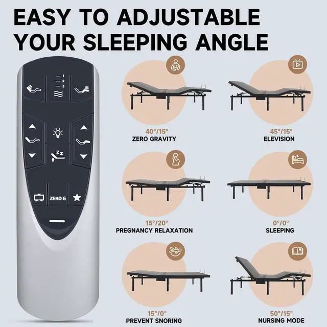 Alt view image 5 of 7 - Replacement Remote Control for TempurPedic Ergo/Ergo Extend Adjustable Bed | Compatible with Adjustable Bed Base JDLK.33.01.18 JLDK.33.01.36 RF502A RF358A Remote (with Backlight)
