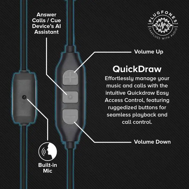 Alt view image 6 of 7 - Guardian Plus in-Ear Earplug Earbud Hybrid - Noise Reduction in-Ear Headphones with Noise Isolating Mic and Controls (Black)