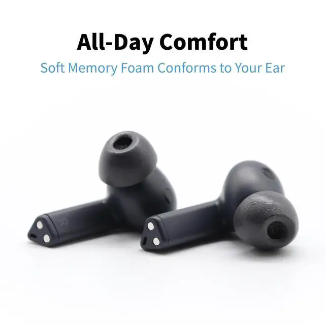 Alt view image 3 of 7 - TWo-220-C TrueGrip MAX Memory Foam Ear Tips | For Technics EAH-AZ100, Denon PerL Pro, Soundcore, CMF & More, Better Comfort, Greater Noise Isolation, Black S/M/L (3 Pairs)